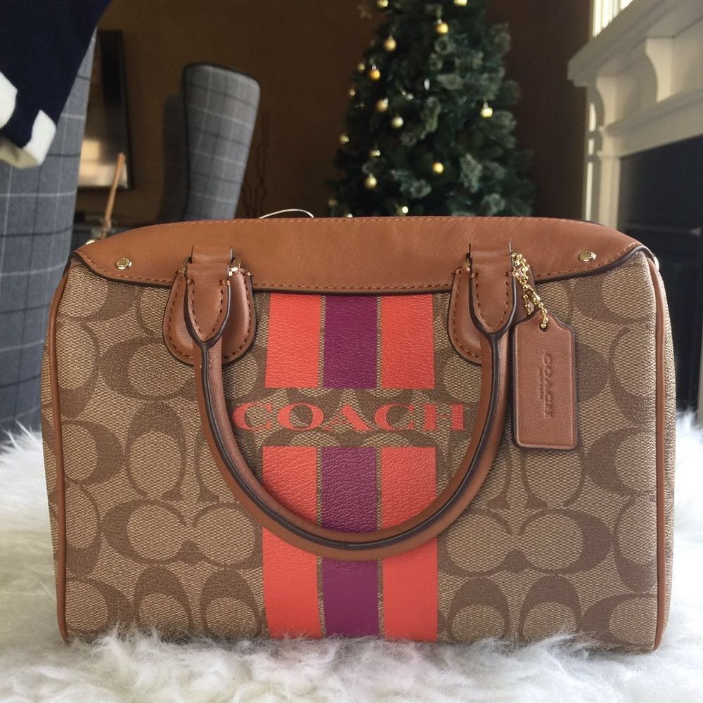 COACH VARSITY STRIPE MINI BENNETT SATCHEL COACH